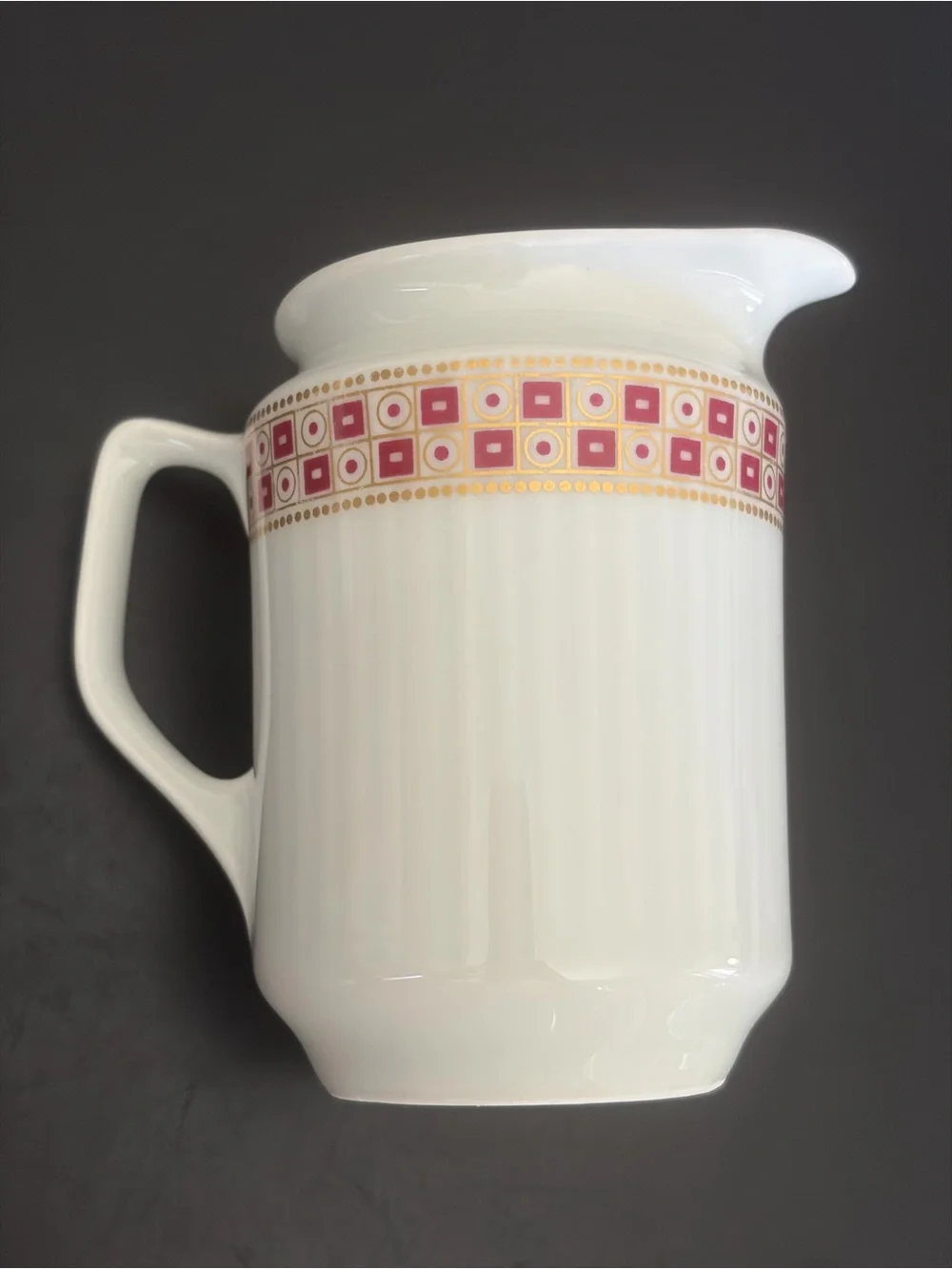 Vintage Bavarian Porcelain Creamer With Geometric Pattern Band